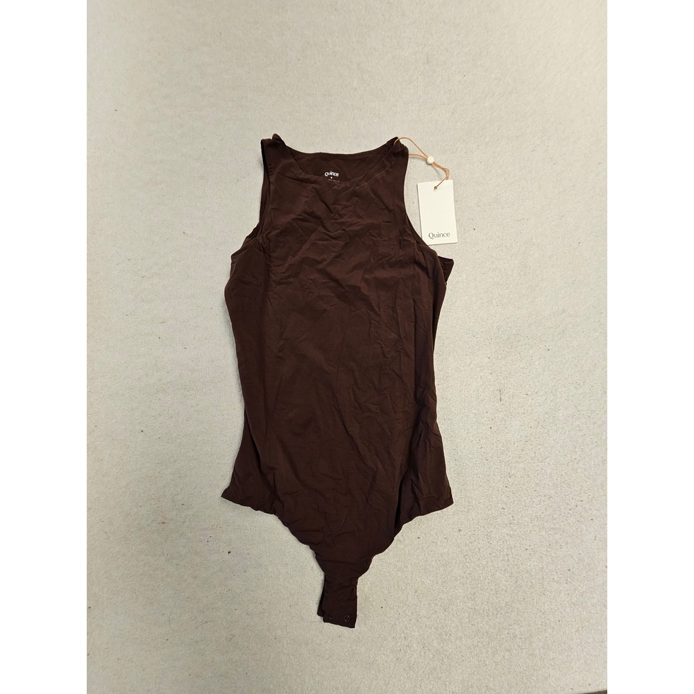 Quince Womens Sleeveless High Neck Bodysuit‎ Brown Size M NWT